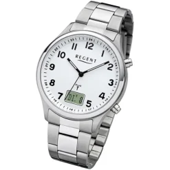 Regent Herren Funkuhr Analog-Digital FR-275 Funk-Uhr Metall silber URBA444