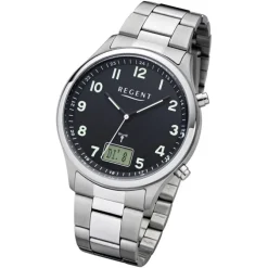 Regent Herren Funkuhr Analog-Digital FR-276 Funk-Uhr Metall silber URBA445