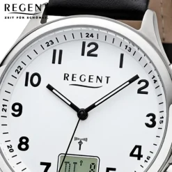 Regent Herren Funkuhr Analog-Digital FR-277 Funk-Uhr Leder schwarz URBA446