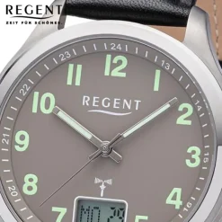 Regent Herren Funkuhr Analog-Digital Lederarmband schwarz UR1501565