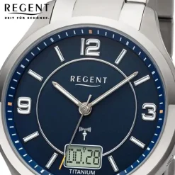 Regent Herren Funkuhr Analog-Digital Metallarmband silber URBA714