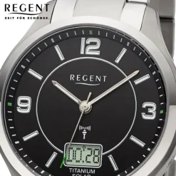 Regent Herren Funkuhr Analog-Digital Metallarmband silber URBA715
