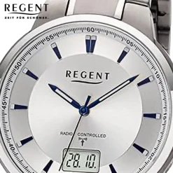Regent Herren Funkuhr Analog-Digital Metallarmband silber URFR268