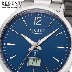 Regent Herren Funkuhr Analog-Digital FR-247 Funk-Uhr Metall silber URFR247