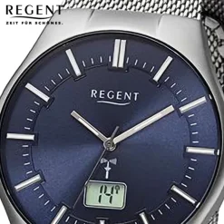 Regent Herren Funkuhr Analog-Digital Metallarmband silber URFR274