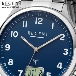 Regent Herren Funkuhr Analog-Digital Metallarmband silber URFR281
