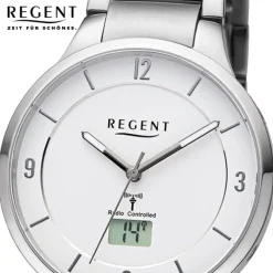 Regent Herren Funkuhr Analog-Digital Metallarmband silber URFR291