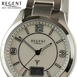 Regent Herren Funkuhr Analog-Digital Metallarmband silber UR1502562