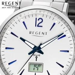 Regent Herren Funkuhr Analog-Digital FR-246 Funk-Uhr Metall silber URFR246