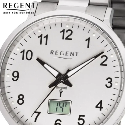 Regent Herren Funkuhr Analog-Digital FR-248 Funk-Uhr Metall silber URFR248
