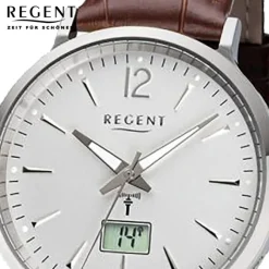 Regent Herren Funkuhr Analog-Digital FR-243 Funk-Uhr Leder braun URFR243