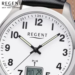 Regent Herren Funkuhr Analog-Digital Lederarmband schwarz UR1501564
