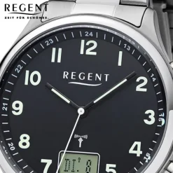 Regent Herren Funkuhr Analog-Digital FR-276 Funk-Uhr Metall silber URBA445