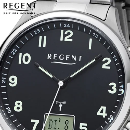 Regent Herren Funkuhr Analog-Digital FR-276 Funk-Uhr Metall silber URBA445