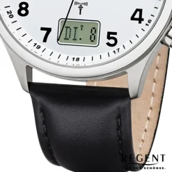 Regent Herren Funkuhr Analog-Digital FR-277 Funk-Uhr Leder schwarz URBA446