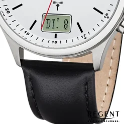 Regent Herren Funkuhr Analog-Digital BA-449 Funk-Uhr Leder schwarz URBA449