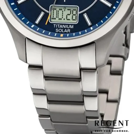 Regent Herren Funkuhr Analog-Digital Metallarmband silber URBA714