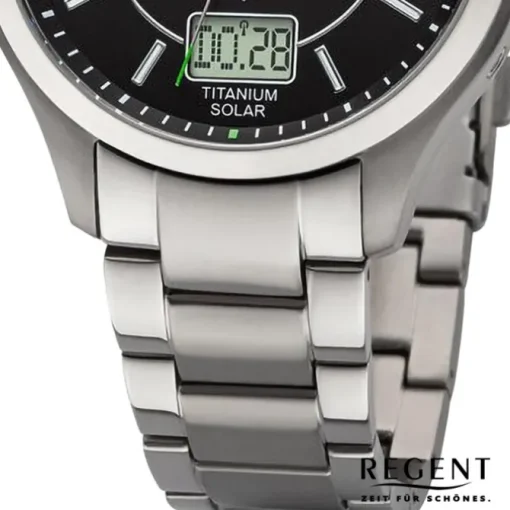 Regent Herren Funkuhr Analog-Digital Metallarmband silber URBA715