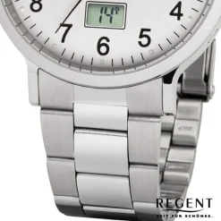 Regent Herren Funkuhr Analog-Digital FR-248 Funk-Uhr Metall silber URFR248