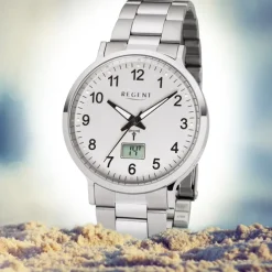 Regent Herren Funkuhr Analog-Digital FR-248 Funk-Uhr Metall silber URFR248