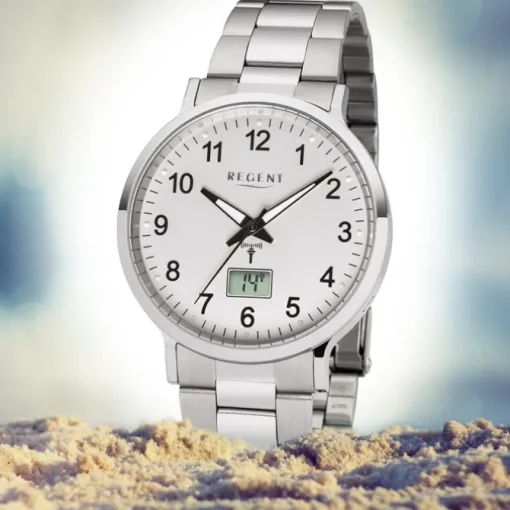 Regent Herren Funkuhr Analog-Digital FR-248 Funk-Uhr Metall silber URFR248