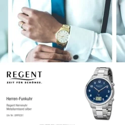 Regent Herren Funkuhr Analog-Digital Metallarmband silber URFR281