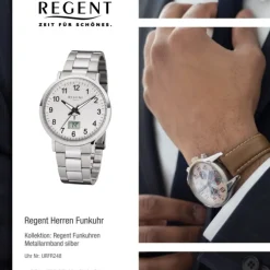 Regent Herren Funkuhr Analog-Digital FR-248 Funk-Uhr Metall silber URFR248