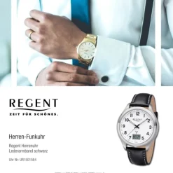 Regent Herren Funkuhr Analog-Digital Lederarmband schwarz UR1501564