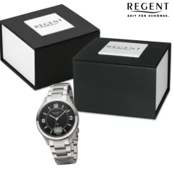 Regent Herren Funkuhr Analog-Digital Metallarmband silber URBA715
