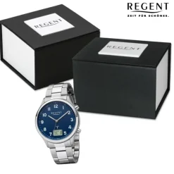 Regent Herren Funkuhr Analog-Digital Metallarmband silber URFR281