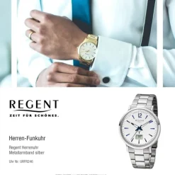 Regent Herren Funkuhr Analog-Digital FR-246 Funk-Uhr Metall silber URFR246