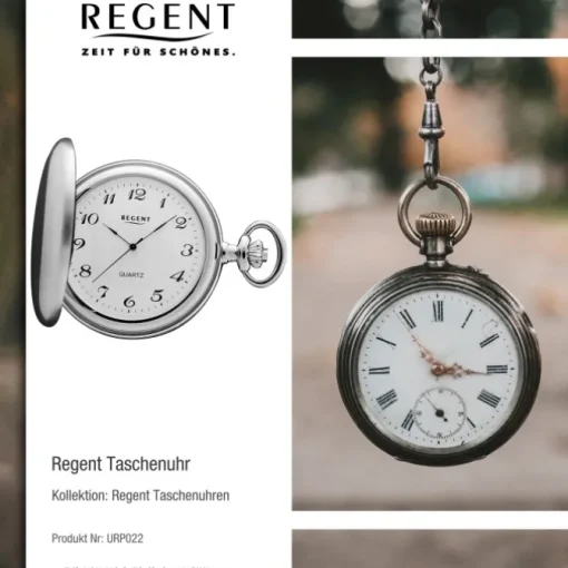 Regent Herren MechanischTaschenuhren silber verchromt URP720 URP022