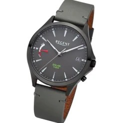 Regent Herren Solaruhr Analog Lederarmband grau URF1551