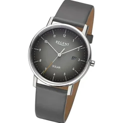 Regent Herren Solaruhr Analog Lederarmband grau URF1547