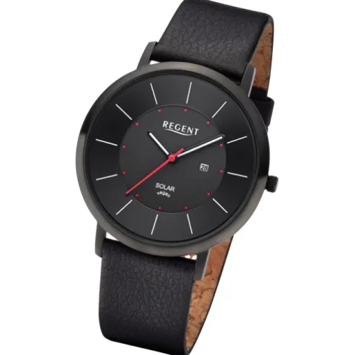 Regent Herren Solaruhr Analog Lederarmband schwarz UR1114106
