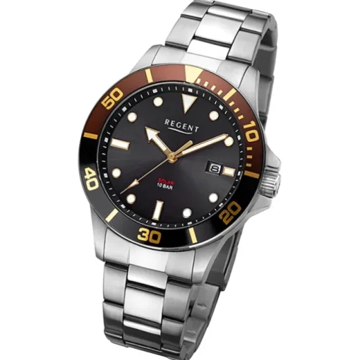 Regent Herren Solaruhr Analog Metallarmband silber URF1545