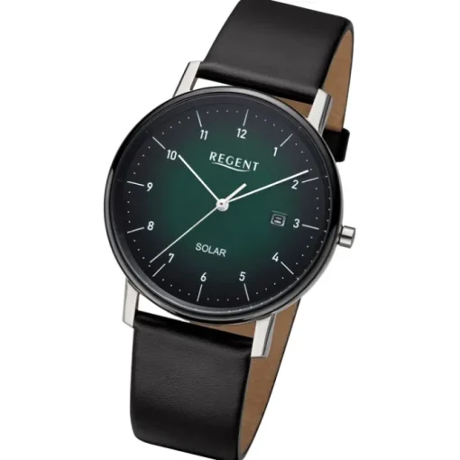 Regent Herren Solaruhr Analog Lederarmband schwarz URF1548