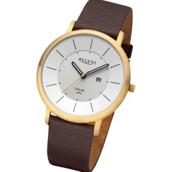 Regent Herren Solaruhr Analog Lederarmband dunkelbraun UR1104108