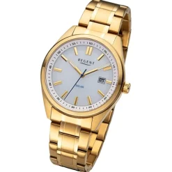 Regent Herren Solaruhr Analog Metallarmband gold URF1542