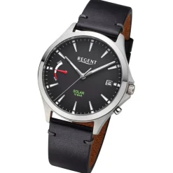 Regent Herren Solaruhr Analog Lederarmband schwarz URF1550