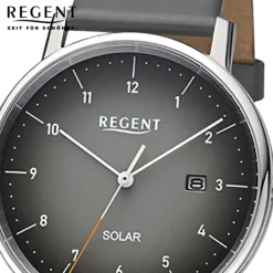 Regent Herren Solaruhr Analog Lederarmband grau URF1547