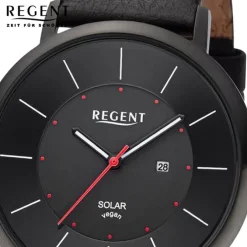 Regent Herren Solaruhr Analog Lederarmband schwarz UR1114106
