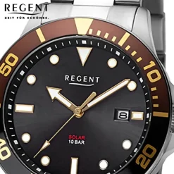 Regent Herren Solaruhr Analog Metallarmband silber URF1545
