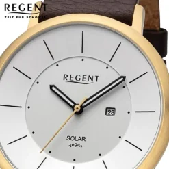 Regent Herren Solaruhr Analog Lederarmband dunkelbraun UR1104108