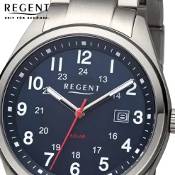 Regent Herren Solaruhr Analog Metallarmband grau URF1538