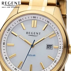 Regent Herren Solaruhr Analog Metallarmband gold URF1542