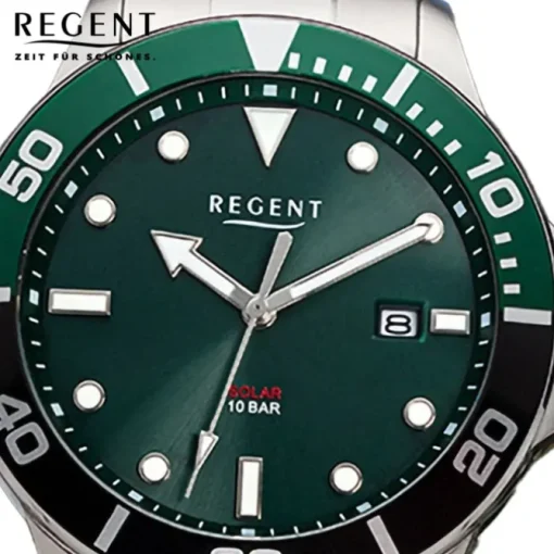 Regent Herren Solaruhr Analog Metallarmband silber URF1544