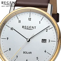 Regent Herren Solaruhr Analog Lederarmband braun URF1549