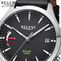 Regent Herren Solaruhr Analog Lederarmband schwarz URF1550
