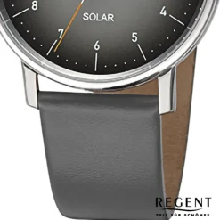 Regent Herren Solaruhr Analog Lederarmband grau URF1547